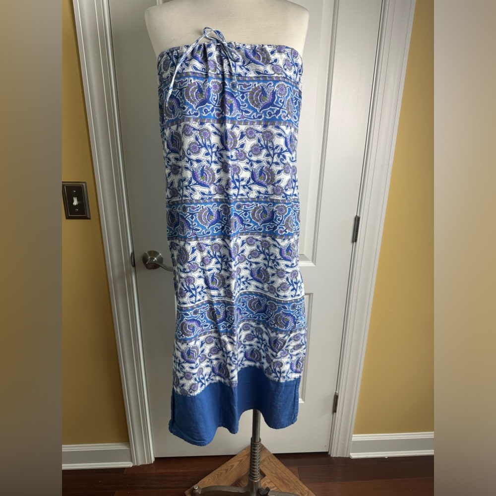 Blue Plate Skirt / Dress 2 ways blue floral boho print large